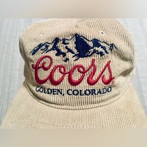Coors Vintage Banquet Corduroy Hat Cap Golden Colorado Brewing Beer Baseball Hat